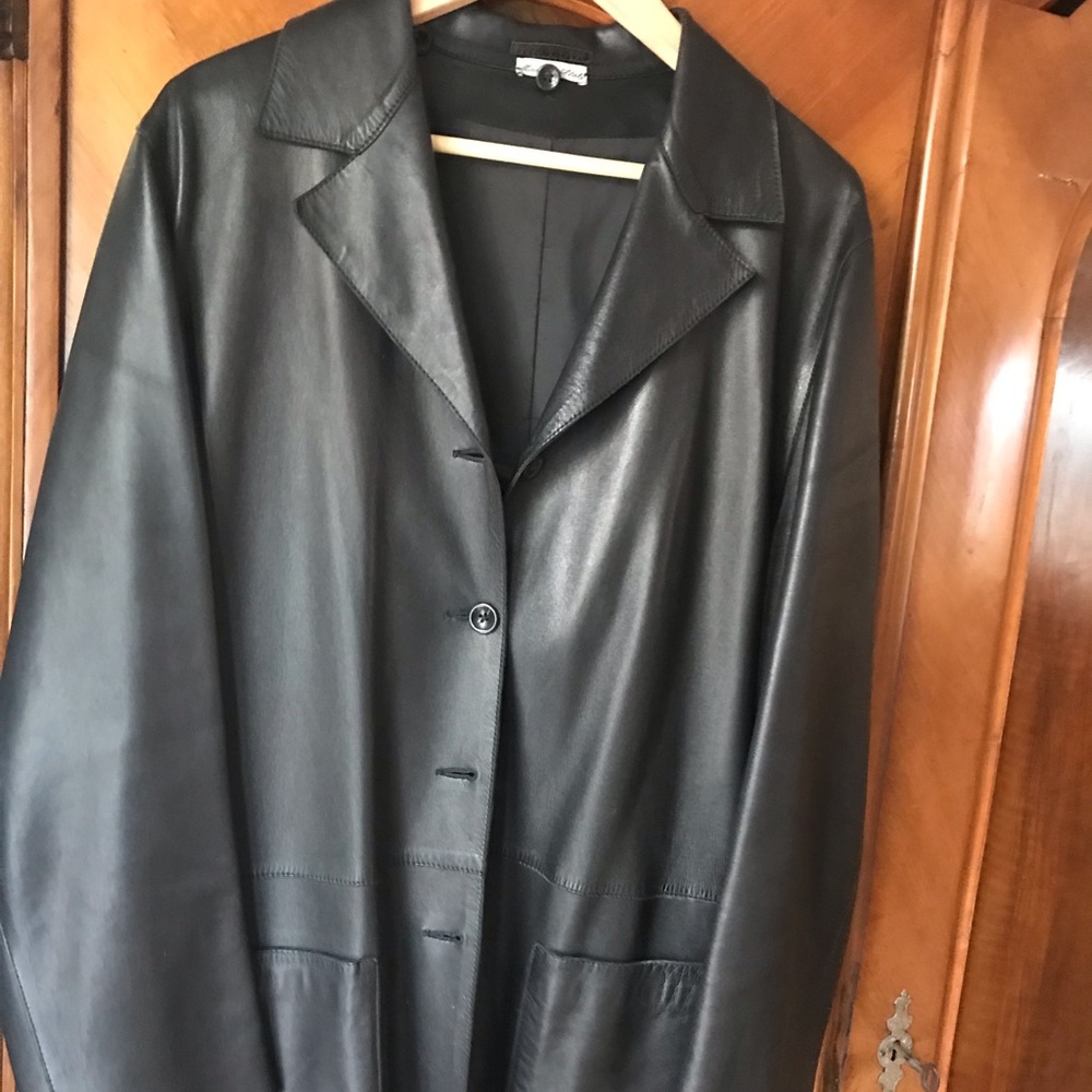 Maestri Italy leather jacket with button in wool liner sz 46 as new on sale